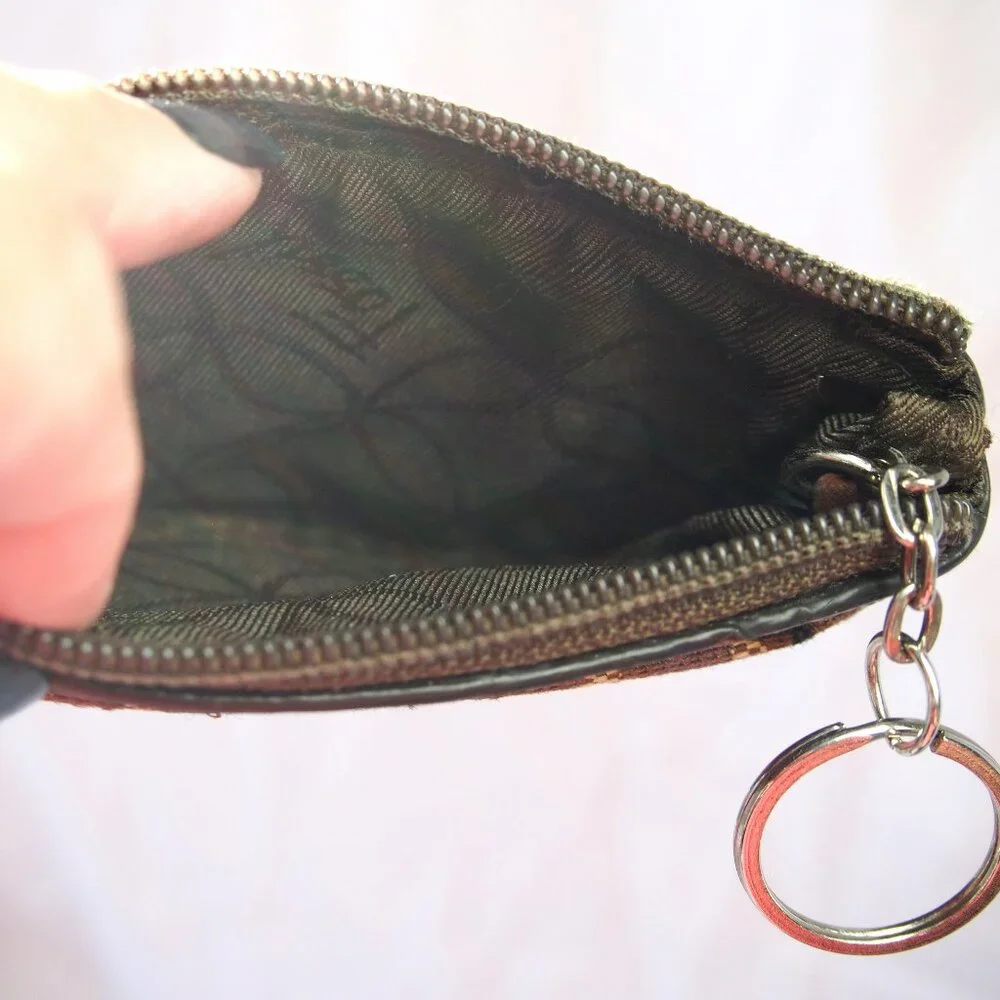 Fossil Signature Brown Zip Cardholder/Keychain, Y2k